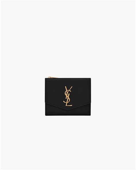 ysl uptown compact wallet in grain de poudre embossed leather|UPTOWN Compact wallet in grain de poudre embossed leather.